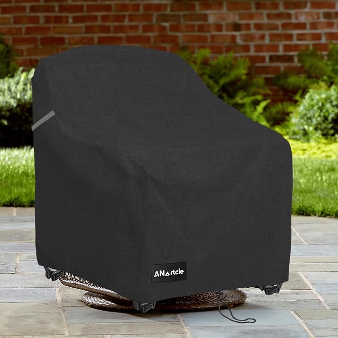 Swivel Patio Chair Cover 4 Pack,600D Waterproof Heavy Duty Outdoor Chair Cover(30 W x 34 D x 36 H inches),Patio Furniture Covers,Outdoor Furniture Covers Waterproof,Black