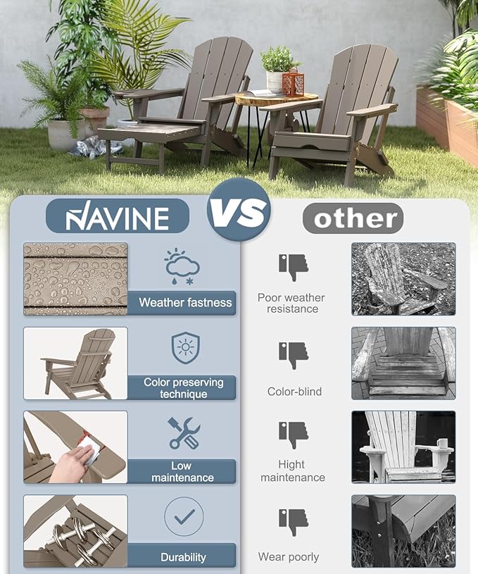 Adjustable Adirondack Chair with Retractable Ottoman Set of 8, HDPE Folding Adirondack Chair with Cup Holder, All Weather Fire Pit Chair for Outdoor.