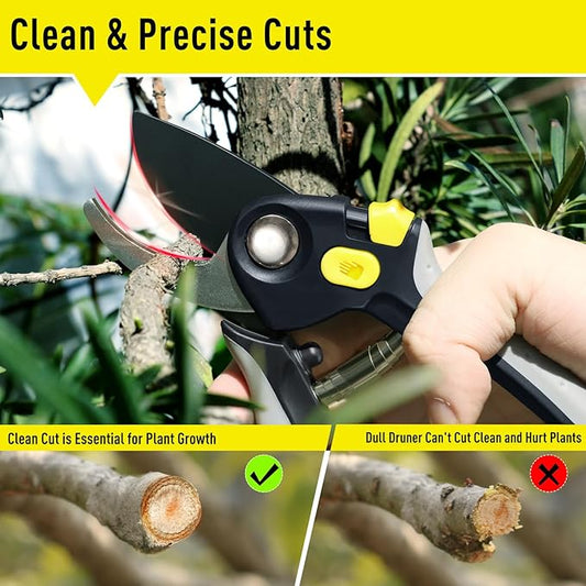 Jardineer Pruning Shears for Gardening, 3Pack Stainless Steel Garden Shears Set include Bypass Hand Pruner, Anvil Pruning Scissor, Pruning Snips for Flowers, Herbs and Small Branches