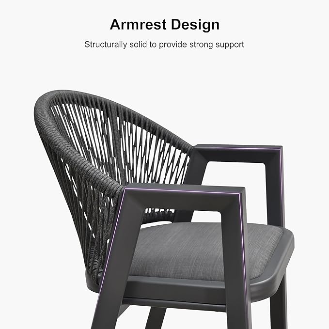 PURPLE LEAF Outdoor Counter Height Bar Stools Set of 3 Wicker Rattan Counter Stools Bar Chairs Barstool and Table for Patio Kitchen Island Lawn Grey