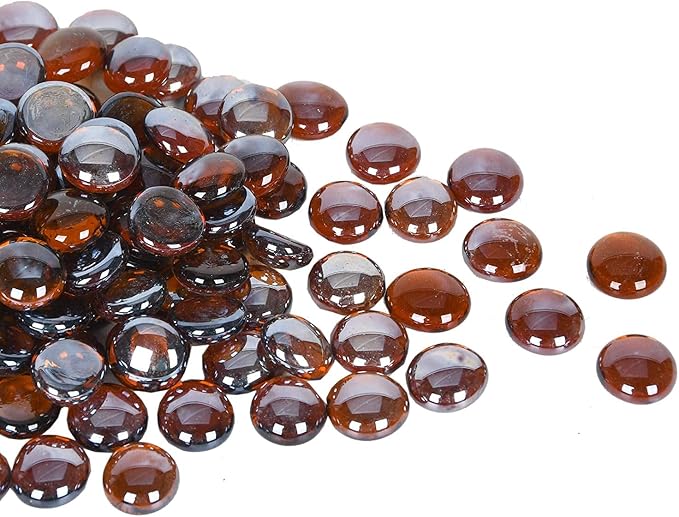 GasSaf 3/4 Inch Glass Fire Rocks Drop Beads for Gas Fire Pit Fireplace, Replaces Existing Gas Logs & Lava Rocks(20 Pound)(Amber Luster)