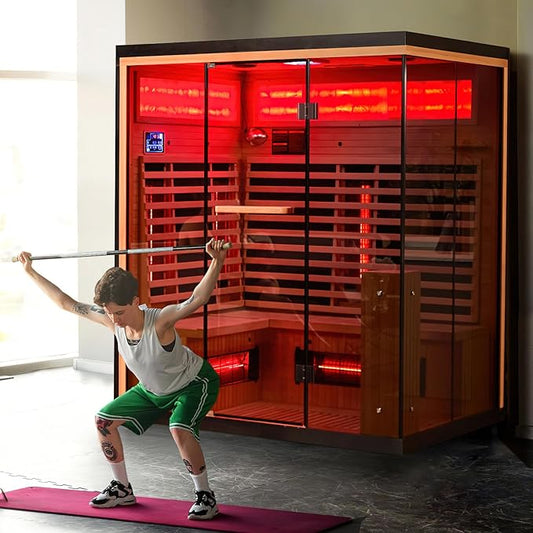 Full Spectrum Infrared Sauna, 3-4 Person Home Sauna with 6 Heating Tubes&4 Carbon Plates,Indoor Dry Sauna with Himalayan Salt Panel and LCD Control Panel