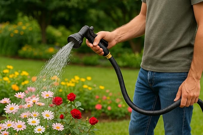 50ft Lightweight Non‑Expanding Garden Hose – Kink-Free, Leak‑Proof, Flexible Water Hose with Solid Metal Fittings – High Pressure, Easy Storage, Ideal for Lawn, Car Wash & Outdoor Use