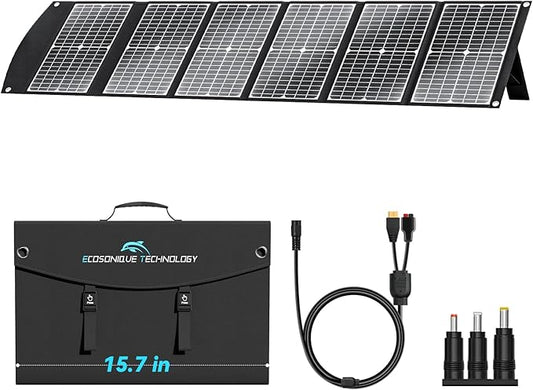 Extremely Lightweight and Compact Foldable Ecosonique 100W Portable Solar Panels Charger for Camping Power Station, Solar Generators, Cell Phones with USB QC3.0, Type-C PD3.0, Anderson and XT60 DC 20V