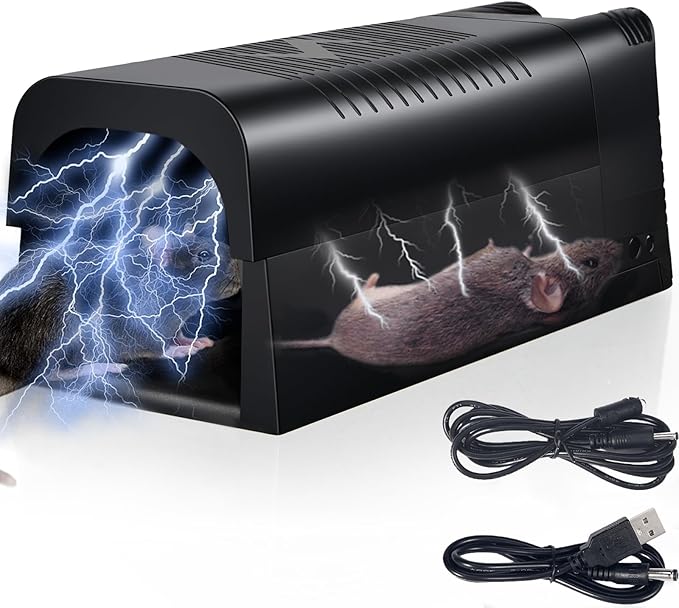 Upgraded Electric Mouse Trap Zapper Rat Traps Indoor for Home, High Voltage Instantly Kills Mice & Rats, No Touch Reusable Indoor Rodent Killer for Attic, Kitchen, Garage