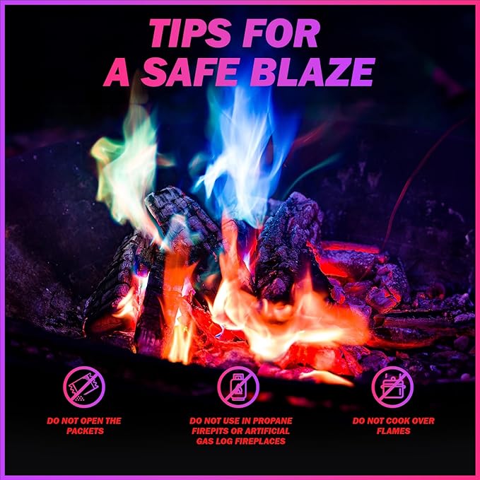 25 Pack Colorful Flames Color Fire Packets Fire Pit for Campfire,Fire Color Packets Camping Accessories for Kids & Adults,Outdoor Fire Changing Flame Powder. (25 Packets)