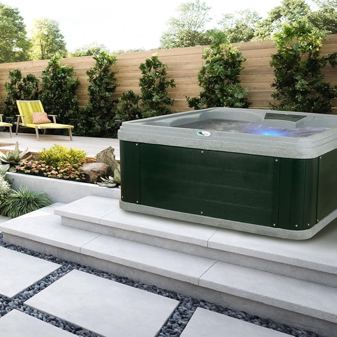 AquaLife Ariana™ 7-Person 30-Jet Non-Lounger Hot Tub with LED Lighting, Insulated Cover, Built-in Ice Bucket, Stainless Steel Heater and Ozonator