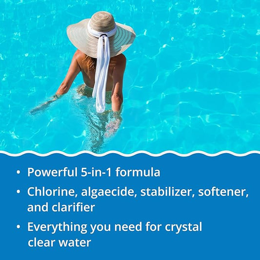 In The Swim Chlorine and Shock Bundle for Sanitizing Swimming Pools – Includes 9 Pound Bucket of 5-in-1 Super Multi-Tablets and 6 x 1 Pound Bags of 68% Cal-Hypo Pool Shock