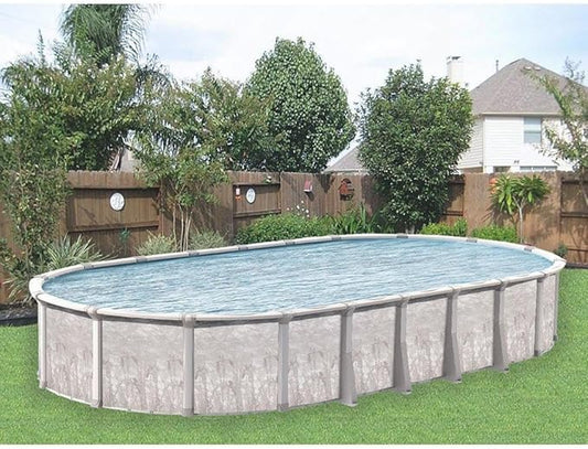 In The Swim 15' x 26' Oval Above Ground Swimming Pool - Marina Package - Featuring: Sand Filter, Pump System and A-Frame Ladder
