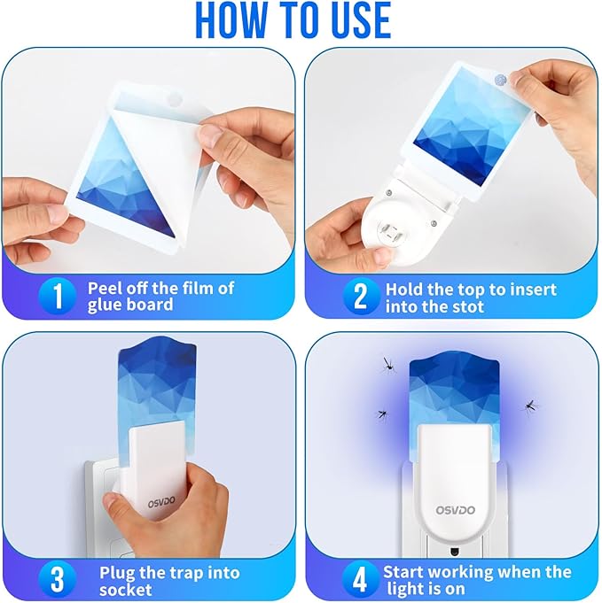 Flying Insect Trap Refills - 6 Pack Indoor Fly Trap Glue Cards NO Device - Indoor Plug-in Fly Trap Refills Universal (6 Blue Refills)