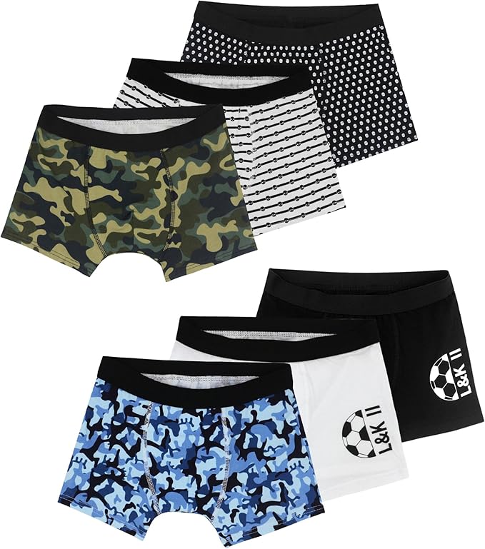 Boys Underwear Printed Boxer Briefs,Moisture Wicking Breathable,Assorted 10-Pack 1604