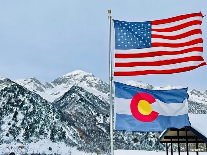 VICDRIA Colorado State Flag 5x8 Ft Deluxe Full Embroidered Premium Polyester Durable CO Outside Flag with Sewn Stripes and Brass Grommets for Indoor/Outdoor