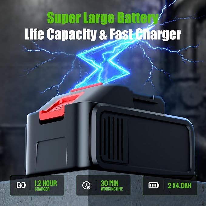 LUCKPRO Electric Leaf Blower Cordless, 200 MPH Wind Speed, 2 x 4.0Ah Batteries, Handheld Leaf Blowers for Lawn Care, Stepless Speed Control, Portable Lightweight Grass Blower for Yard, Patio