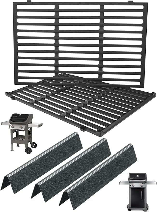 WEBROIL 7637 Grill Grates & 7635 Flavorizer Bars for Weber GS4 Spirit I/II 200 Series,for Spirit S210 E210 S215 E220 E215 S220 Grill with Front-Mounted Control, Replacement Parts for Weber 67045 67022