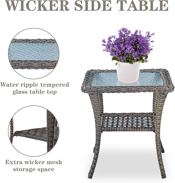 Belord 8 Pieces Patio Conversation Set with 43” Propane Fire Pit Table, Outdoor Sectional Furniture Sofa Set with Removable Cushions for Patio Deck Backyard Brown