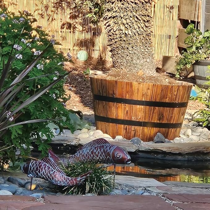 CLYB Garden Statues Koi Fish Decor Antique Copper Koi Garden Decor for Outside,Patio,Backyard,Pond,Home Decoration,Outdoor Metal Fish Sculptures Gardening Gifts for Women Mom Grandma,Set of 2