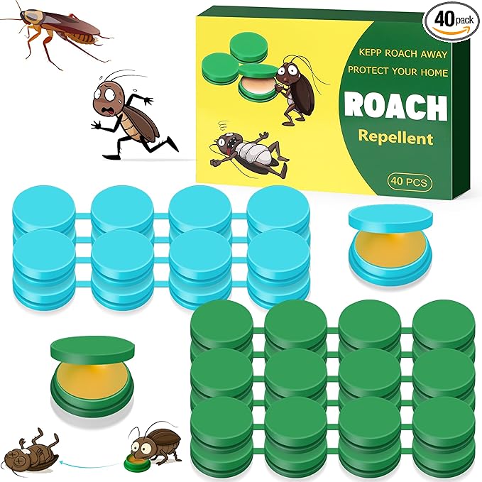 40 Pack Roach Repellent Cockroach Gel Bait Indoor Outdoor, Effective Cockroach Repellent Fast Acting Elimination of Indoor Roach Nests, Long-Lasting and Safe Family