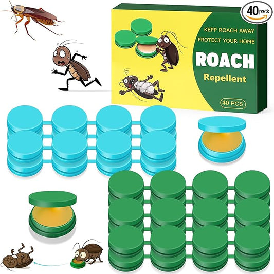 40 Pack Roach Repellent Cockroach Gel Bait Indoor Outdoor, Effective Cockroach Repellent Fast Acting Elimination of Indoor Roach Nests, Long-Lasting and Safe Family