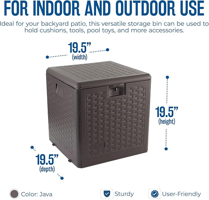 Plastic Development Group Outdoor Storage Deck Box, Standard Closure, 28 Gallon, Java