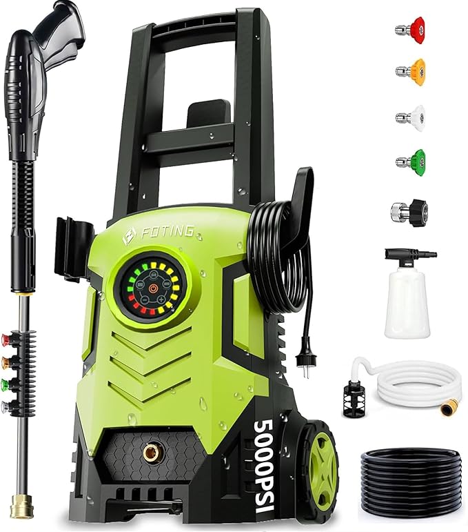 2026NEW Pressure Power Washer with 4 Quick Connect Nozzles, Inlet Hose & Filter, Foam Cannon for Cars/Fences/Driveways/Patios/Home Cleaning,30" X 13.2" X 12.2"