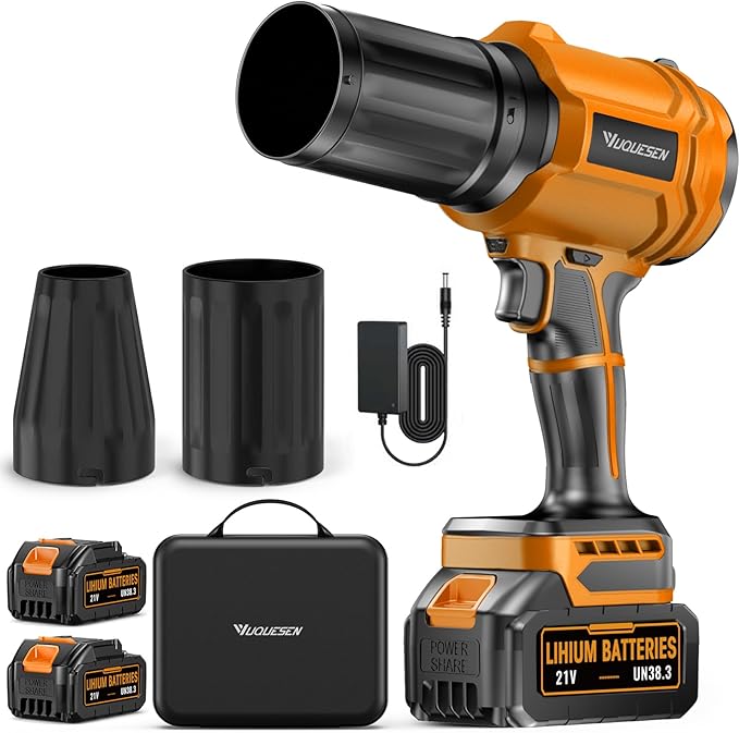 Cordless Leaf Blower, 980,000 RPM Handheld Leaf Blower with 2 X 4.0Ah Batteries & Charger, Lightweight Leaf Blowers for Patio Cleaning, Lawn Care, Leaves, Dust - Vivid Orange