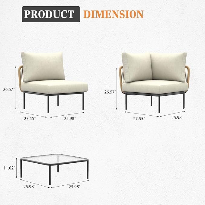 7 Piece Modern Outdoor Rope Wicker Sectional Patio L-Shaped Conversation Sofa Set Deep Seating with Thick Cushions