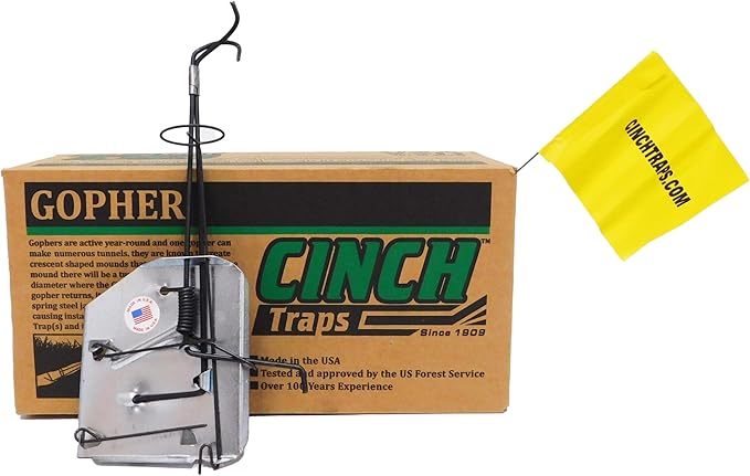 Cinch Gopher Trap Kit, Professional-Grade, Heavy-Duty Reusable Trap System for Gopher and Mole Control | Easy Set, Humane, No Chemicals, Ideal for Lawns, Gardens, and Farms | Made in USA (Medium)