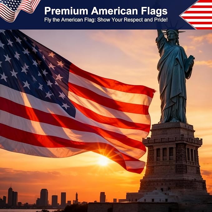 American Flag 2.5×4 FT Outdoor - Heavy Duty Embroidered US Flag with Sewn Stripes | Fade Resistant Nylon for High Wind & All Weather | Brass Grommets