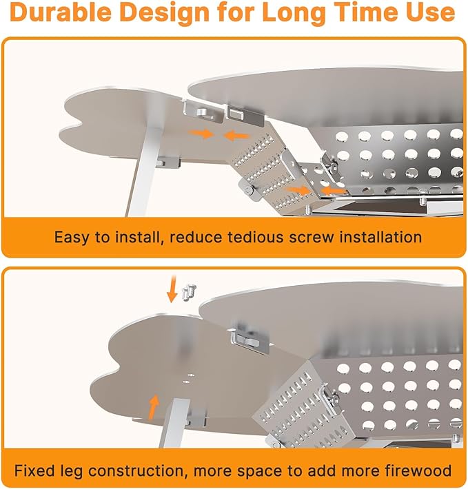 Heat Deflector for Solo Stove Bonfire 19.5’’ - Upgraded 304 Stainless Steel Portable Heat Diffuser with Detachable Legs & Handle, Capture and Redirect Warmth, Camping Accessory