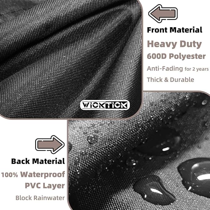 Rectangular Gas Fire Pit Table Cover 52 x 34 inch, Waterproof 600D Heavy Duty Fire Table Cover for 48 - 52 inch Patio Propane Firepit Tables