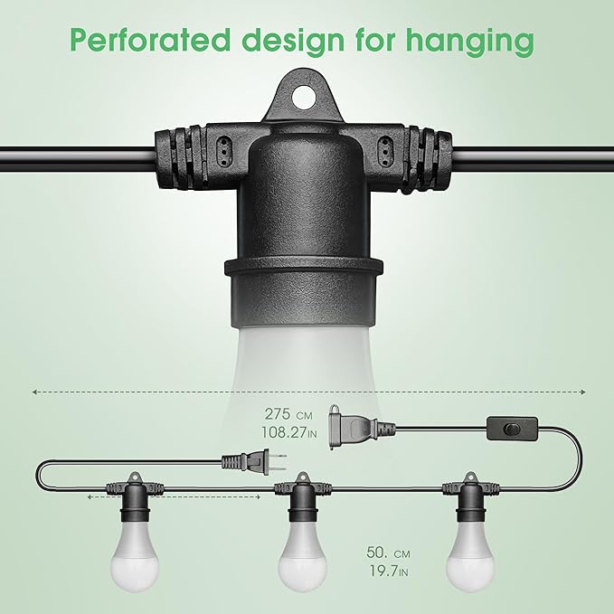 Briignite Hanging Grow Light, 3 LED Full Spectrum Grow Lights with 8.86ft Power Cord, Replaceable Bulbs E26 Base, Linkable Hanging Plant Light, 300W Equivalent