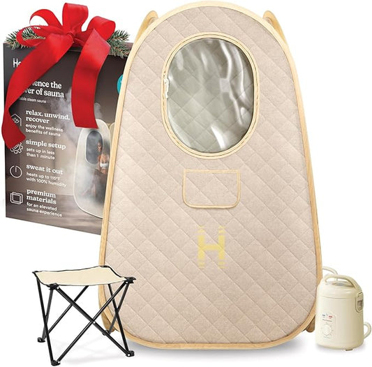 Homedics Portable Sauna – Collapsible Personal Steam Sauna for Stress Relief & Muscle Relaxation, Fast 1-Min Setup, Heats to 115°F, Up to 60 Min Session, Compact Foldable Design