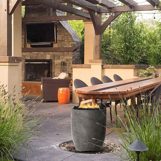 Prism Hardscapes Pentola 3 Concrete Propane Gas Fire Pit (PH-403-4LP), Pewter, 24-Inch