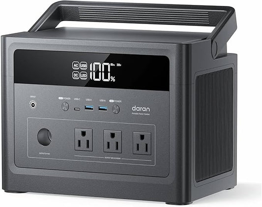 Portable Power Station 600W (1200W Surge), 576Wh LiFePO4 Battery, 100W USB-C PD Fast Charg, Solar Generator for Home Emergency, Camping, RV