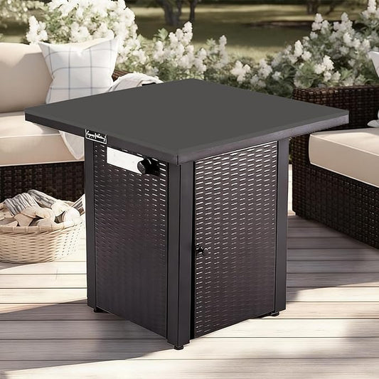 Silicone Mat for Propane Fire Pit Table, 28 inch Non-Slip Firepit Covers Square, Waterproof Heavy Duty Outdoor Fire Pit Table Cover (Dark Gray)