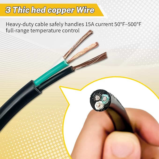Power Cord For Masterbuilt Electric Smoker Replacement Parts,Electric Skillet Cord Replacement Analog Control Plug Dial Knob Temp Thermostat Controller Masterbuilt Smoker Grill Accessories