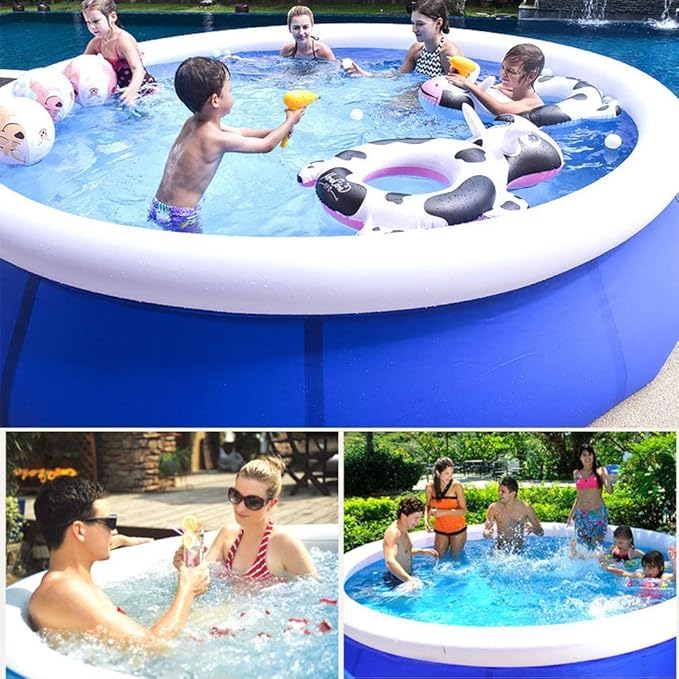 Inflatable Top Ring Swimming Pools for Adults Outdoor Easy to Set（± 10 ft X 30 in） Blue