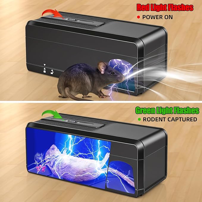 2 Pack 2025 Upgraded Electronic Mouse Trap,Electric Mouse Trap Zapper,Mice Traps for House Indoor Kill, Reusable and No Touch Mice Rat Mouse Control for Indoor Outdoo Use