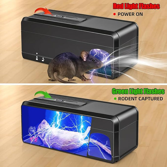 2 Pack 2025 Upgraded Electronic Mouse Trap,Electric Mouse Trap Zapper,Mice Traps for House Indoor Kill, Reusable and No Touch Mice Rat Mouse Control for Indoor Outdoo Use