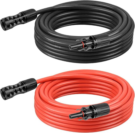 8 AWG Solar Extension Cable 20FT Black + 20FT Red, 8 Gauge Solar Panel Wire Male to Female Tinned Copper Wire for Solar Panel, Automotive, RV, Boat, Outdoors