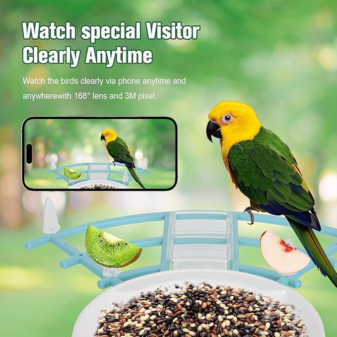 HUEVUE Bird Feeder with Camera, AI Identify Birds Species Solar Powered, Auto Record Videos in Backyard, Instant Notifications, Ideal Gift for Family and Bird Lovers