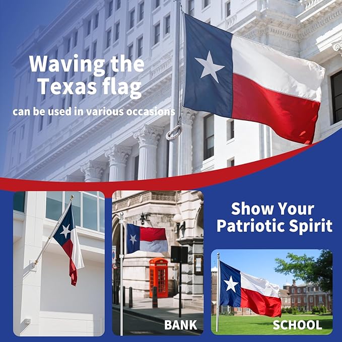 EMBROID Texas State Flag 3x5,Heavy Duty Outdoor Texas Flag,Embroidery Technique,Tear Resistant,Sewn Stripes,Brass Grommets,Upgraded High-strength Polyester Fabric,All Weather Durable State Flags.