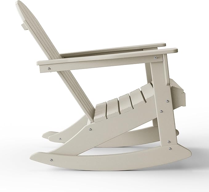WestinTrends Malibu 2 Piece Set Outdoor/Patio Poly Adirondack Rocking Chairs (2 Seater), Sand
