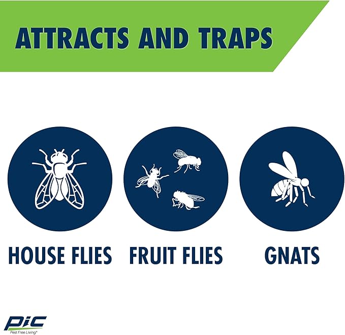 PIC Flying Insect Light Trap, Attracts and Traps House Flies, Fruit Flies, and Gnats (1 Device & 2 Cartridges)