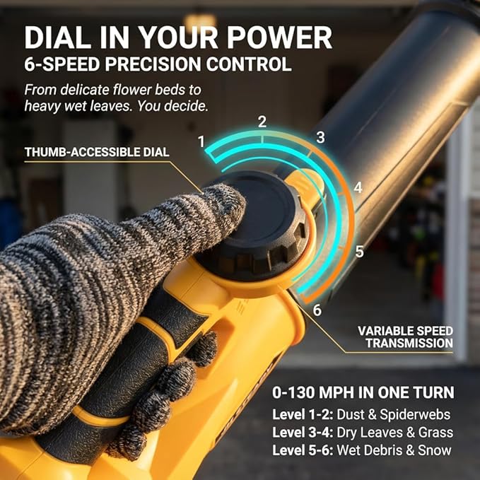 JH Steady 21V Cordless Leaf Blower - 3500W 350m/s, Stepless Variable Speed, Extended Nozzle, Rechargeable with Safety Gear (Yellow:2*Battery + Charger)