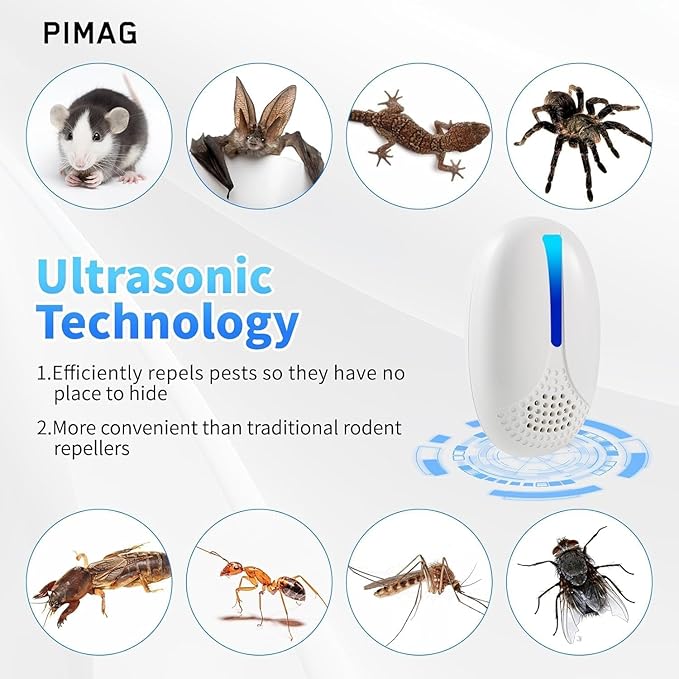 2025 Upgraded Ultrasonic Repellent Indoor, Mouse Traps Insert Plug in, Pest Control Repellent Ant,Roach,Rodent, Mouse, Bugs, Mosquito, Spider, for Home, Office, Warehouse 6 Packs