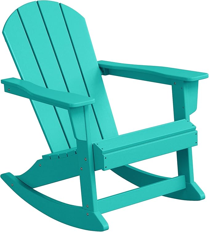 WestinTrends Malibu 2 Piece Set Outdoor/Patio Poly Adirondack Rocking Chairs (2 Seater), Turquoise