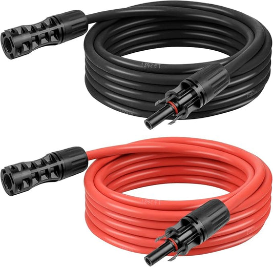 8 AWG Solar Extension Cable 15FT Black + 15FT Red, 8 Gauge Solar Panel Wire Male to Female Tinned Copper Wire for Solar Panel, Automotive, RV, Boat, Outdoors
