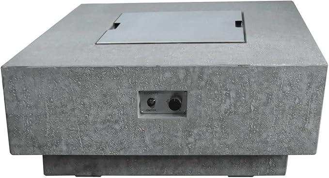 Elementi Square Outdoor Gas Fire Pit Table, Natural Gas Fire Pits for Outside Patio Includes Canvas Cover & Lava Rocks, Firepit Outdoor Fireplace for Backyard Gas Fire Pits & Outdoor Fireplaces