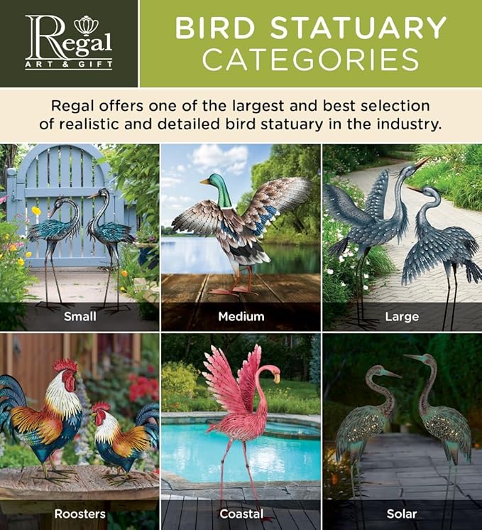 Regal Art & Gift Peacock Outdoor Statue, Decorative Garden Sculpture, Unique Metal Outdoor Figurine, Lawn Ornament Statue for Garden, Outdoor Sculpture for Yard, Wings Open, 25.25'L x9.75'W x 24.75'H